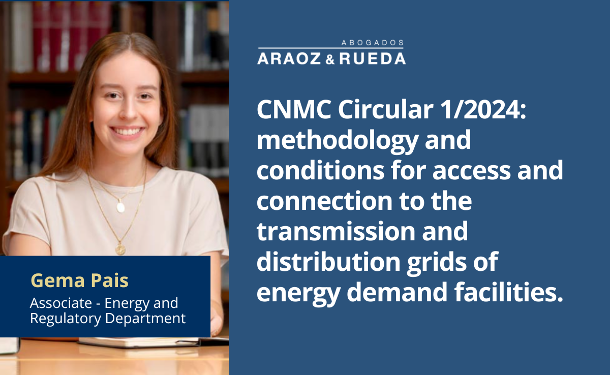 CNMC Circular 1/2024: methodology and conditions for access and connection to the  transmission and distribution grids of energy demand facilities.